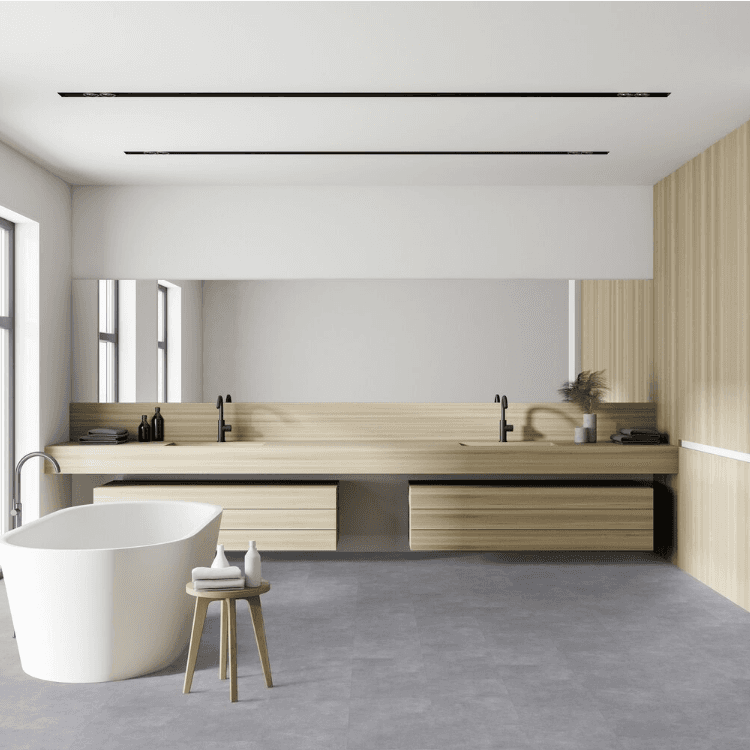 Dalle rectangulaire de sol PVC effet béton clipsable rock pearl Gerflor - 73 cm x 39.9 cm x 0.57 cm