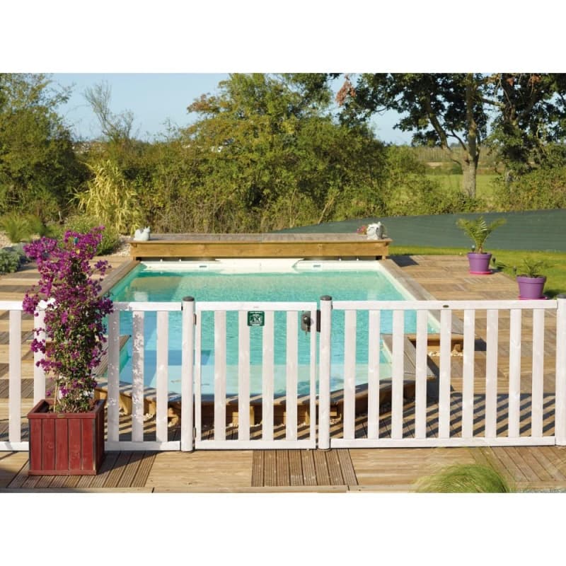 Barrière piscine bois à barreaux - Longueur 180 cm - Natural Blanc 1.80 m